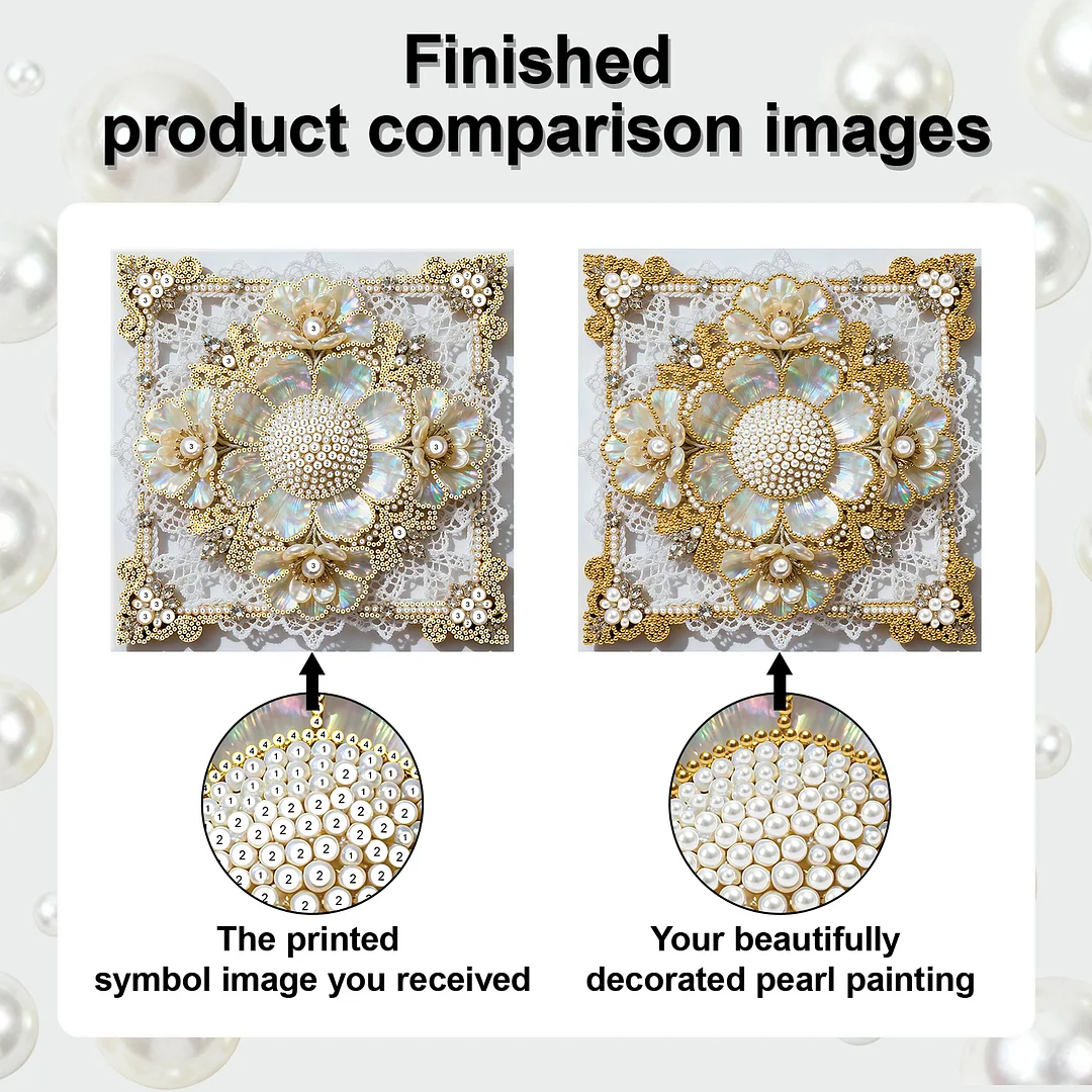Flowers DIY Pearl Diamond Art Kit for Adults Home Decor 25x25cm With Frame