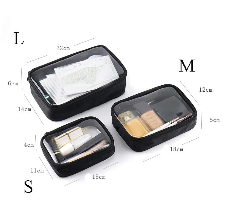 Waterproof Transparent Cosmetic Bag Women Make Up Case Travel Zipper Clear Makeup Beauty Wash Organizer Bath Toiletry Bags Kit