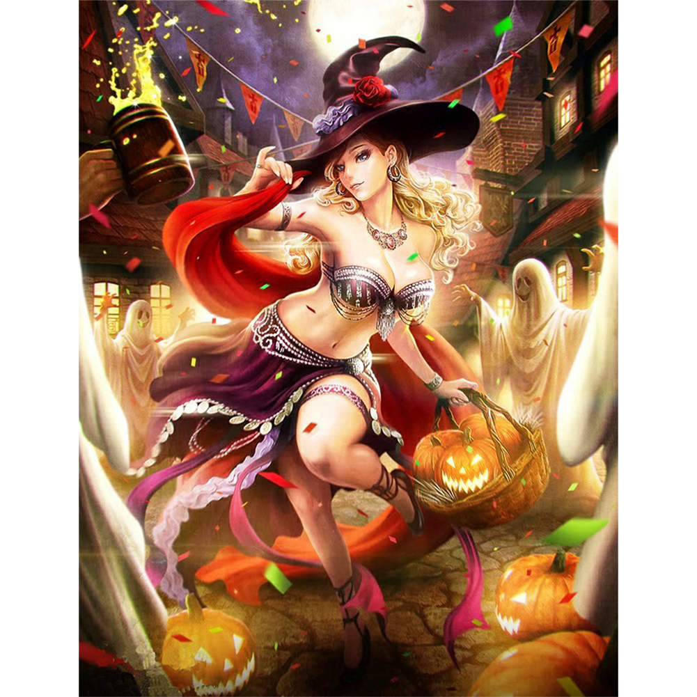 

Witch - 11CT Stamped Cross Stitch - 40*50CM, 501 Original