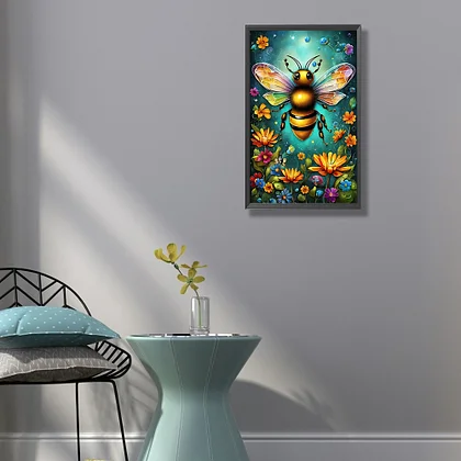 Bee Stamp Bright | Canvas Wall Art | 16x16 | Great Big Canvas