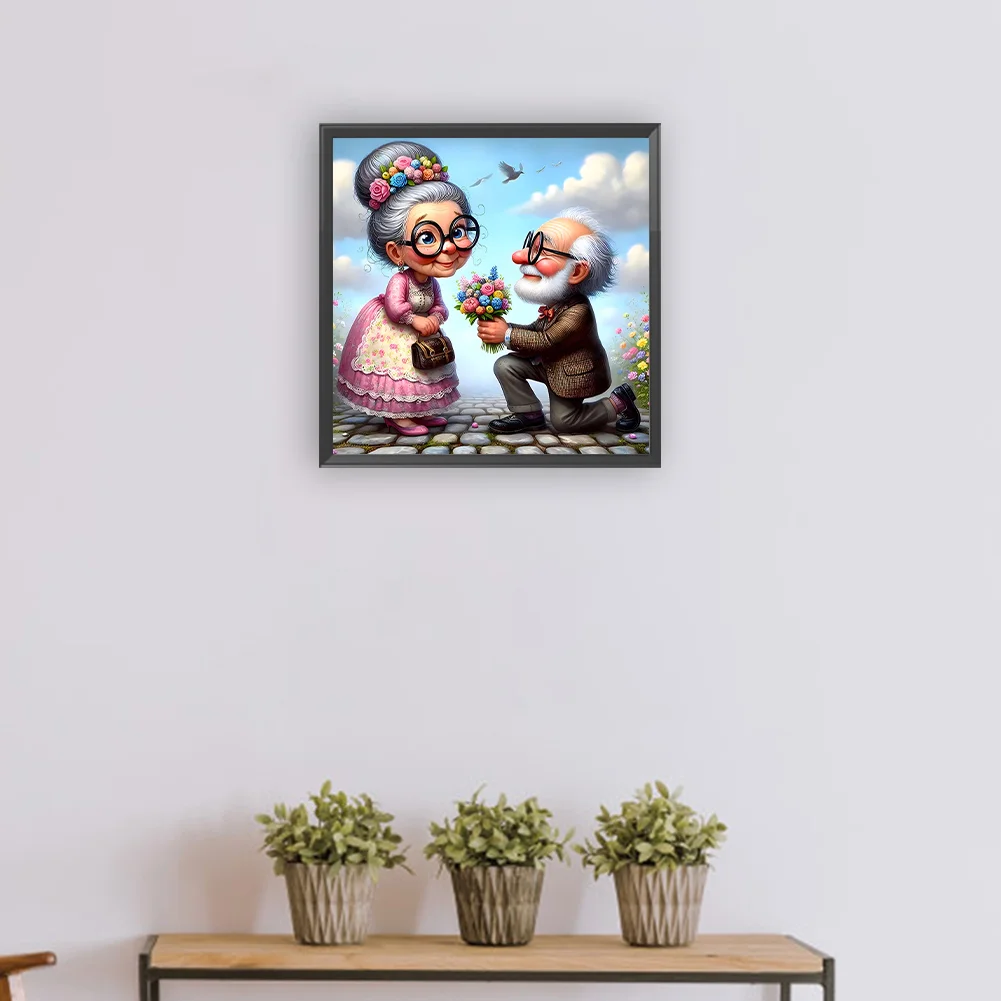 Diamond Painting - Full Round Drill - Old Couple(Canvas|30*30cm)