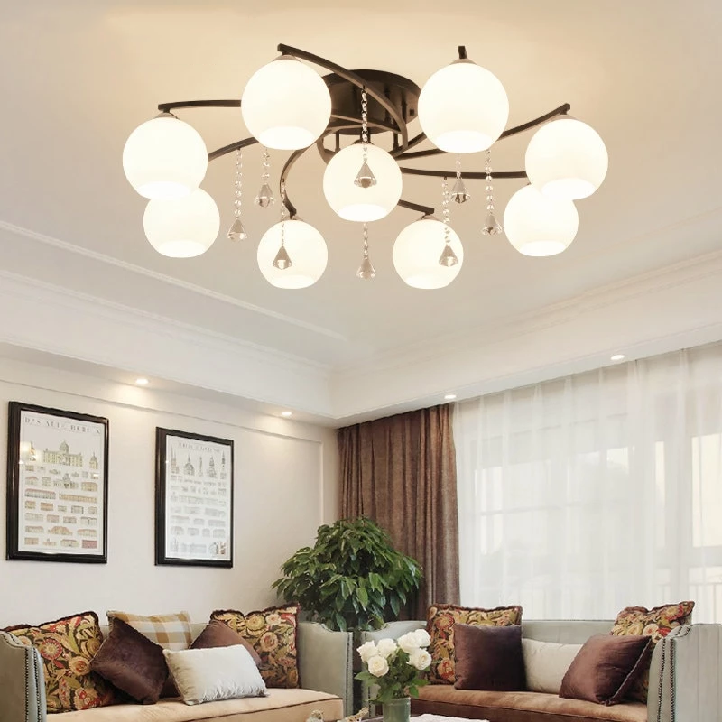 Modern LED Crystal Pendant Lights Candeeiro De Teto Lamps For Living Room Dining Room Luminaria Led Glass Light Fixtures