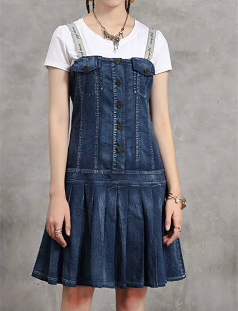 Women's Denim Sleeveless Off-shoulder Dress