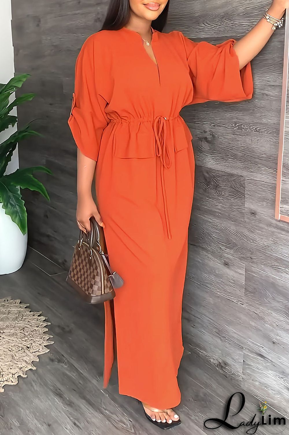 White Casual Solid Patchwork V Neck Straight Dresses