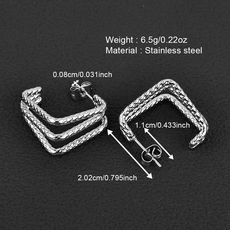 1 Pair Minimalist Geometric Polishing Hollow Out 201 Stainless Steel 18K Gold Plated Ear Studs