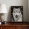 Wolf Premium 5D Diamond Painting Kit Black & White Pearls painting Sparkling Special Shaped Diamond painting