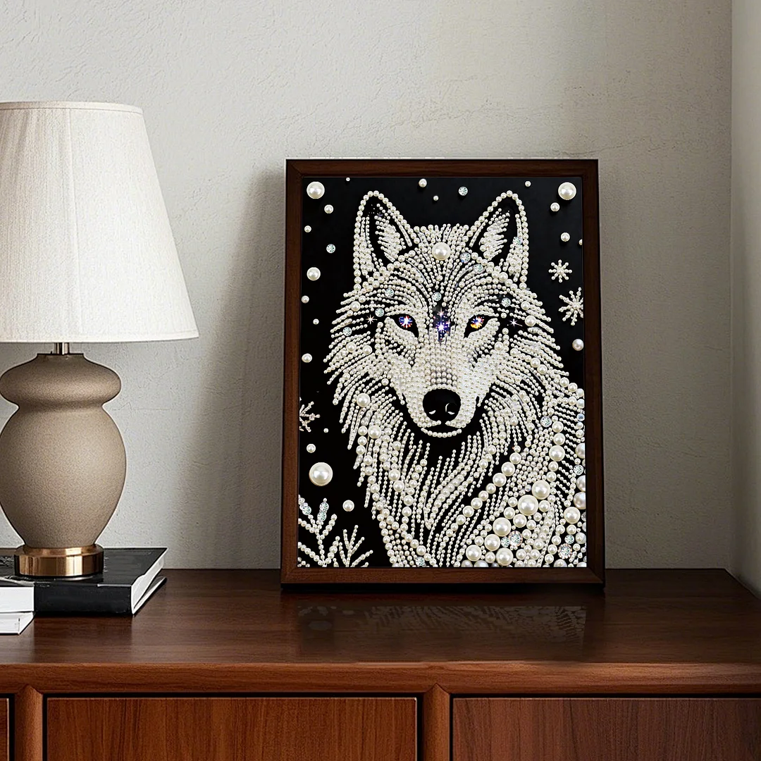 Wolf DIY Pearl Painting Kit for Adults Home Wall Decor 30x40cm Without Frame
