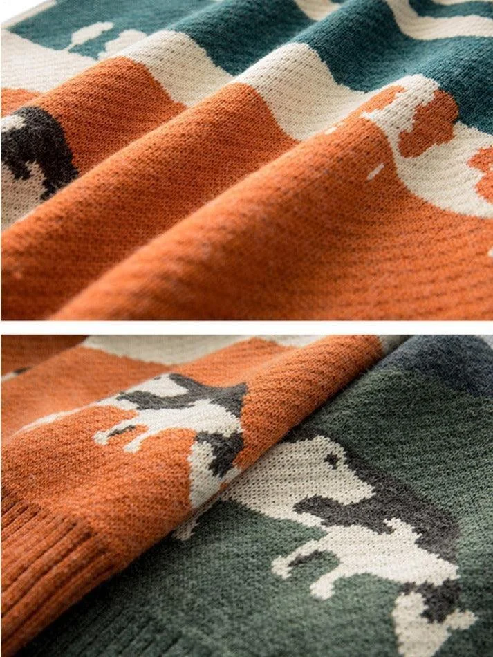 Brownm Farm Land Jacquard Knit Sweater