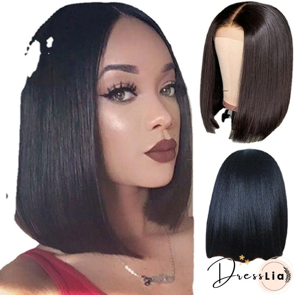 Chemical Fiber High Temperature Silk Women's Medium Split Short Straight Hair