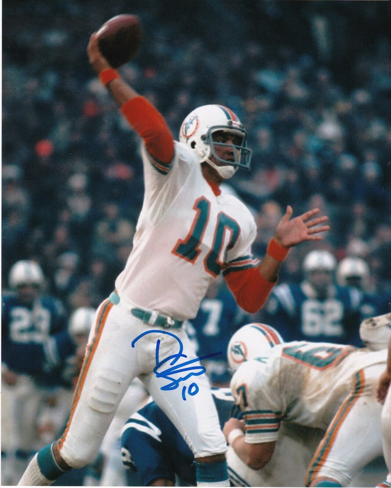 DON STROCK MIAMI DOLPHINS COLOR ACTION SIGNED 8x10