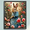 Rose Dress Rabbit Full 18CT DIY Stamped Cross Stitch Kits for Adults Home Decor 40x50cm