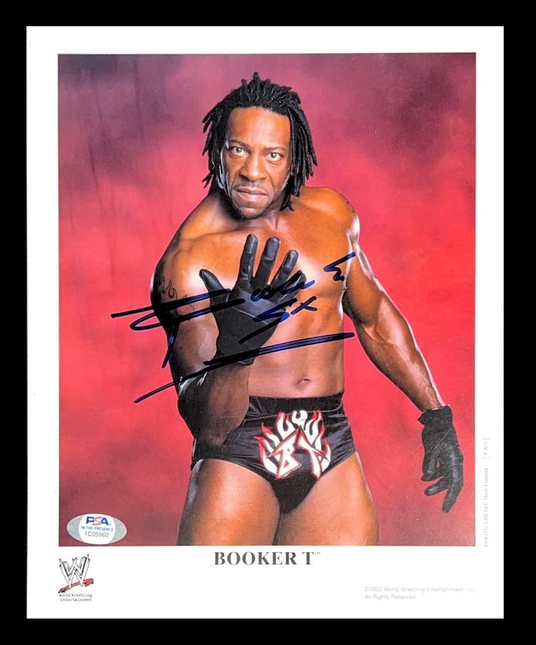 WWE BOOKER T P-823 HAND SIGNED AUTOGRAPHED 8X10 PROMO Photo Poster painting WITH PSA DNA COA