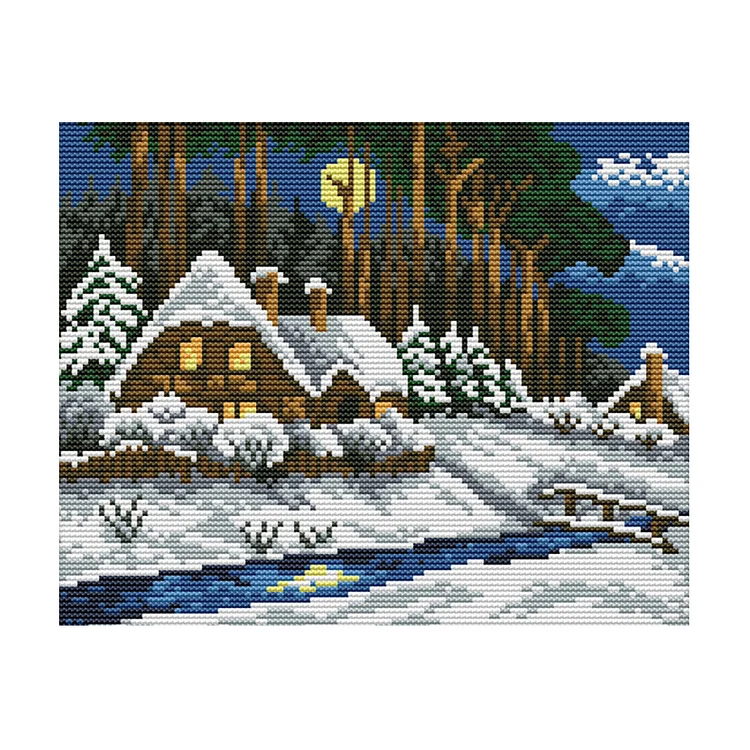 Joy Sunday Winter 14CT Stamped Cross Stitch 29*22CM