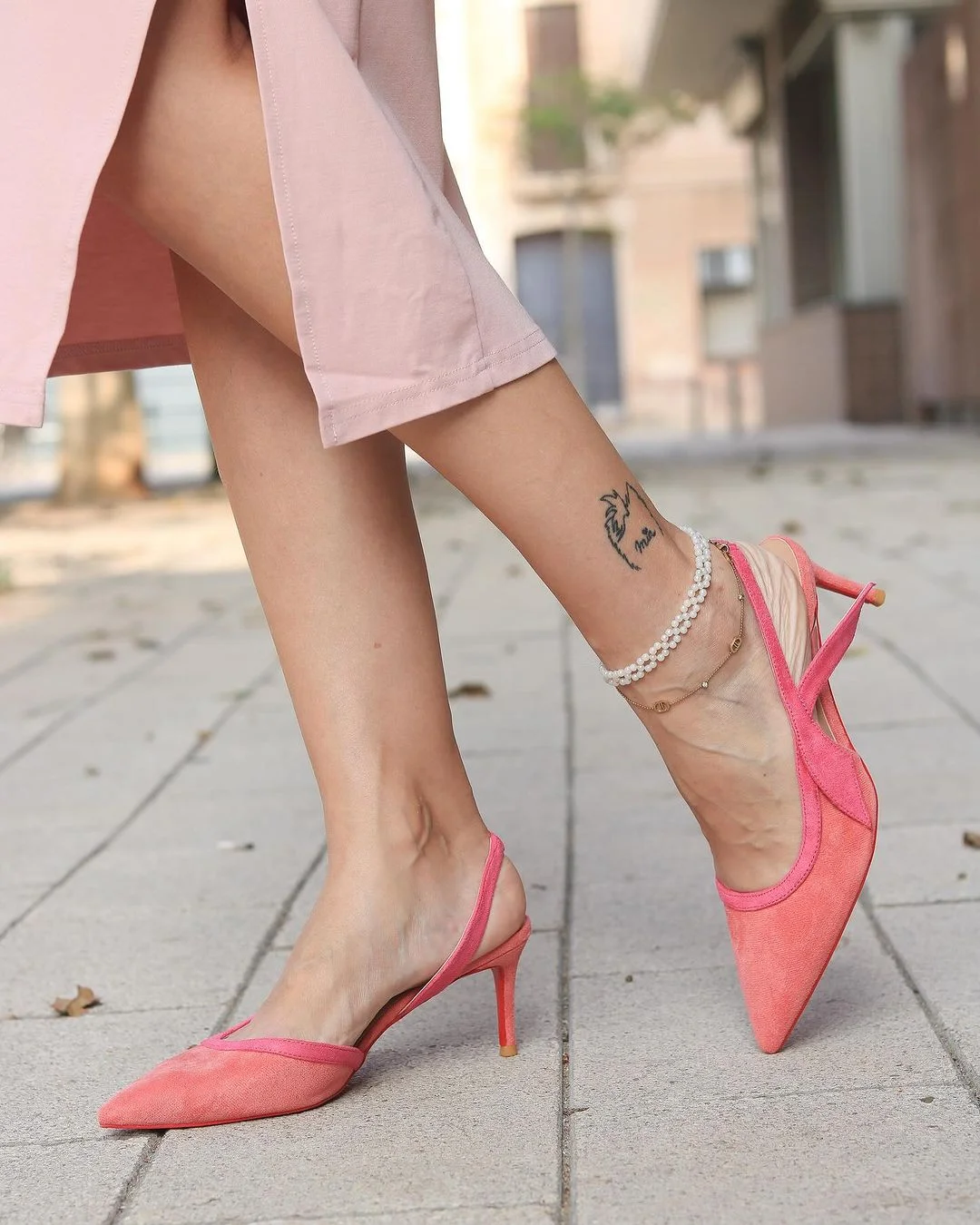 65mm Women's  Kitten Heels Pointed Toe Red Bottom Slingback Pumps Wedding Official Suede Sandals-MERUMOTE