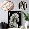 Horse Premium 5D Diamond Painting Kit Black & White Pearls painting Sparkling Special Shaped Diamond painting