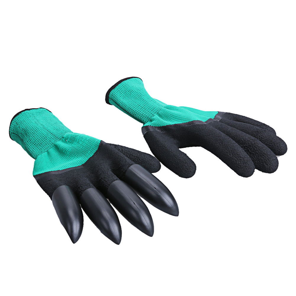 

1 Pair Rubber Polyester Builders Garden Latex Gloves 4 ABS Plastic Claws, 501 Original