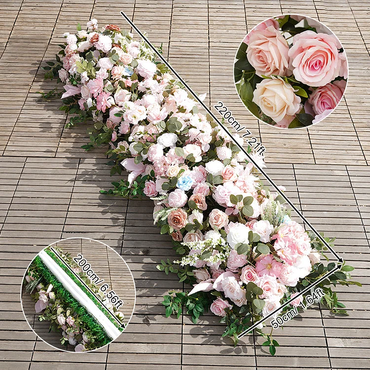 A864019 Pink White Series With Greenery Floral Arrangement Decor Wedding Backdrop Frame