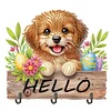 (US Only)Wood Hello Dog DIY Diamond Painting Hooks No Hole Punching Wall Decoration