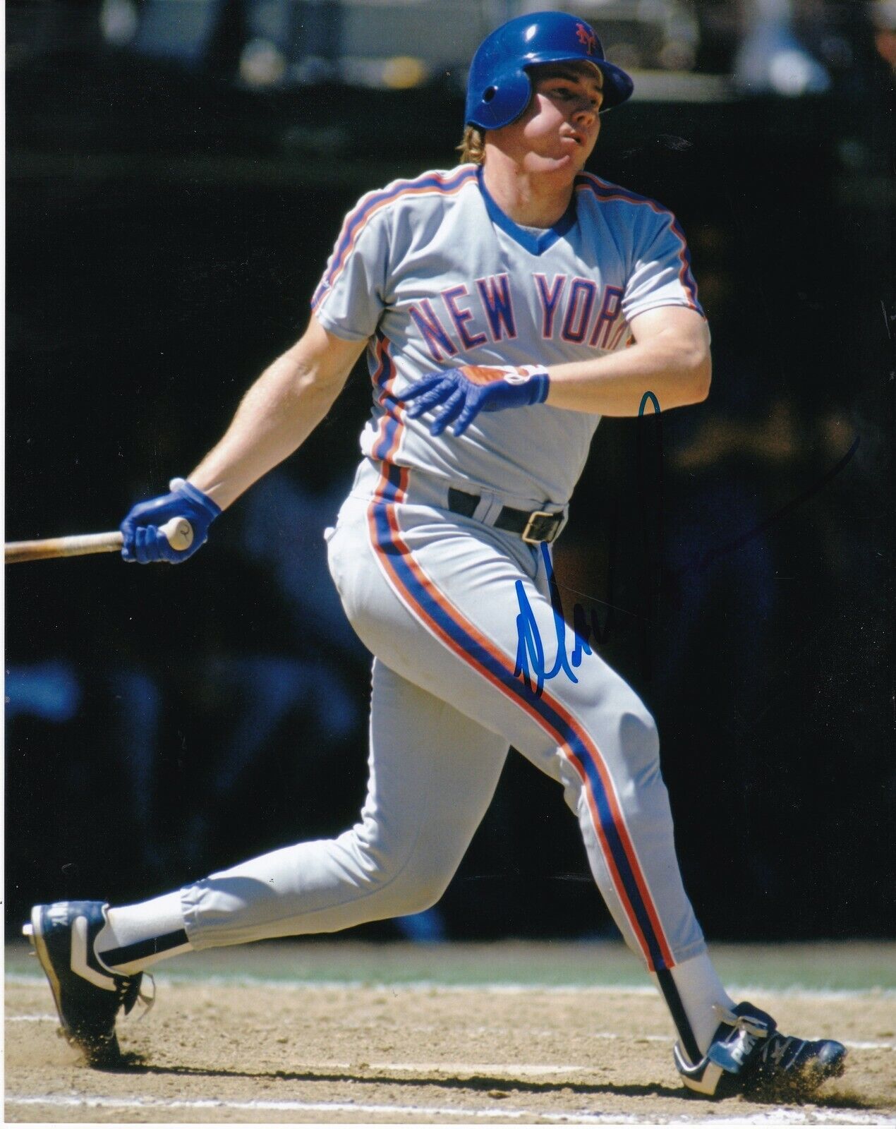 MACKEY SASSER NEW YORK METS ACTION SIGNED 8x10