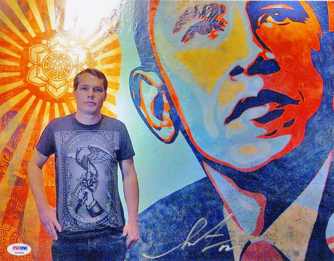 Shepard Fairey SIGNED 11x14 Photo Poster painting OBEY GIANT Obama HOPE PSA/DNA AUTOGRAPHED