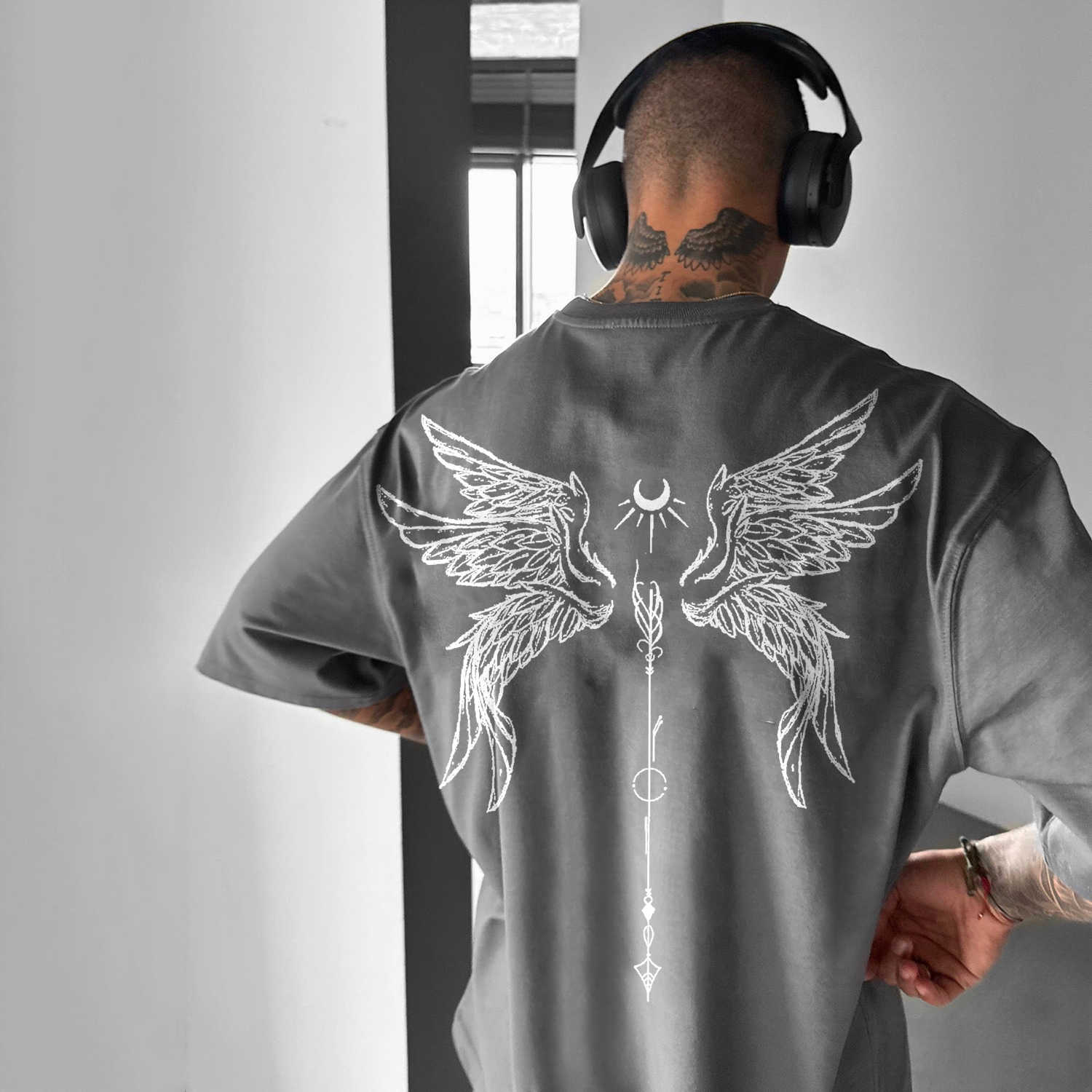 Premium Oversized Gray T-Shirt For Men - Soft Cotton Blend, Casual Style