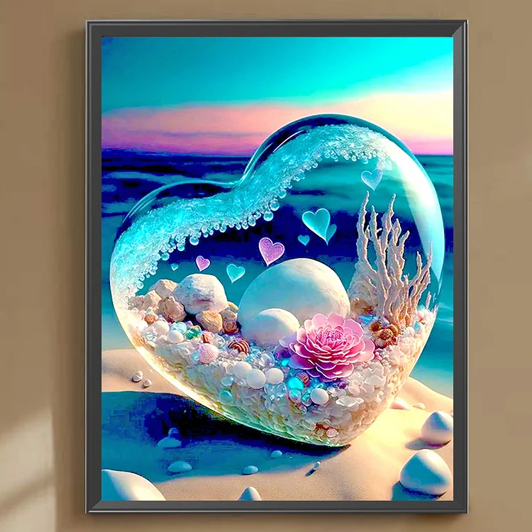 Full Round Drill Diamond Painting - Beach Love Photo Frame Draw - 30*40cm