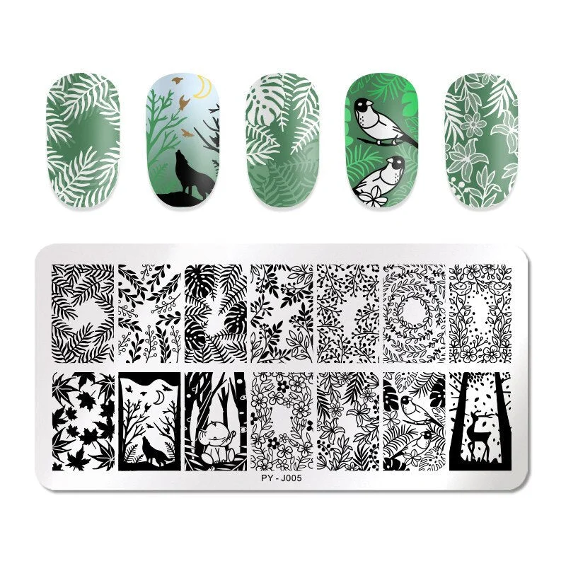 PICT YOU Nail Stamping Plates Square Overprint Wave Series Nail Art Image Stamp Stainless Steel Stencils Nail Tools F001-Nail Inspo