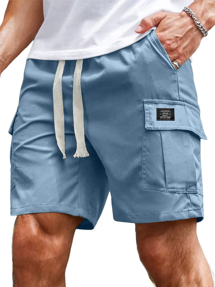 Men's Everyday Multi-pocket Embroidered Logo Casual Cargo Shorts-Customized products