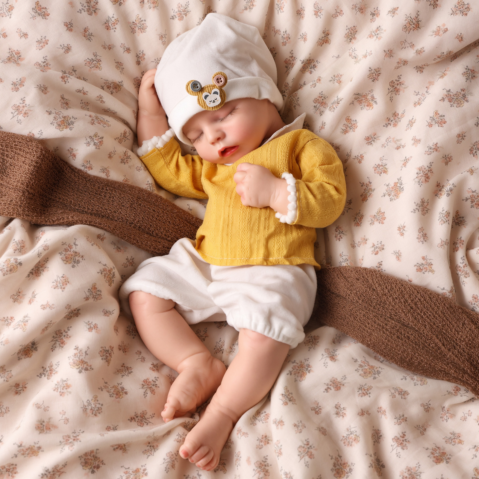 Babeside Twinnie 12'/16' Realistic Silicone sleeping Baby Little Infant Healing of the Heart Yellow-No Hair-12 Inches-Boy