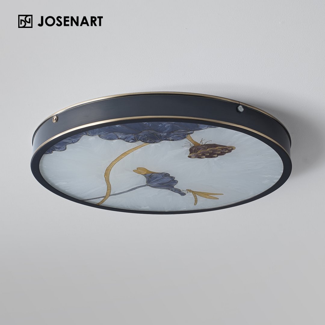 Hand-Paint Glass Round Flush Light JOSENART Josenart