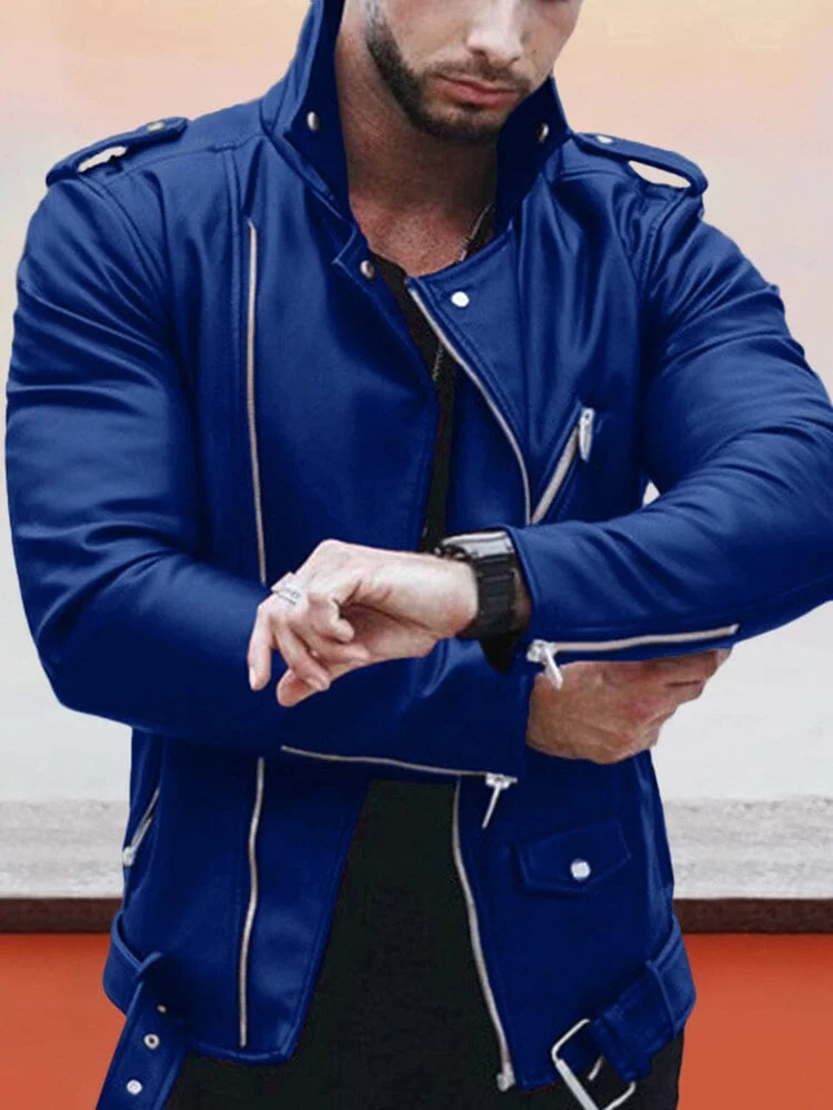 Lapel Zipper Leather Jacket QueenFunky