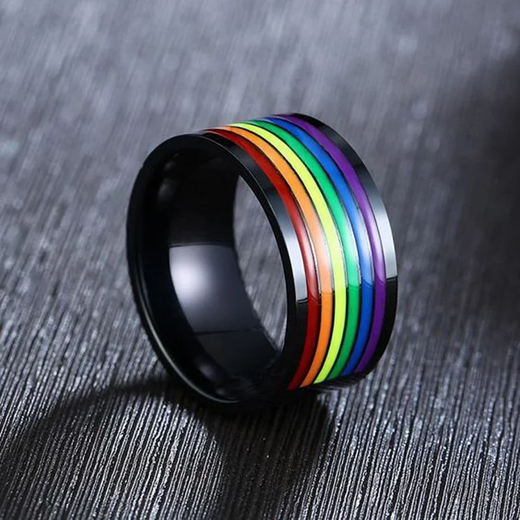 BrosWear Titanium Steel Rainbow Casual Ring