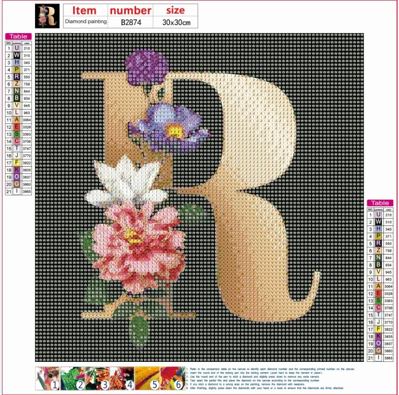 Diamond Painting - Full Round Drill - Flower Alphabet(30*30cm)