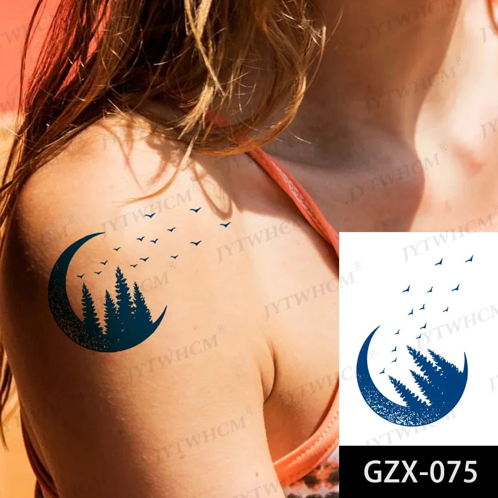Juice 2 Weeks Lasting Tattoo Sticker Moon Forest Small Arrow Rose Waterproof Transfer Fake Tatoo Female Transfer Tatto Men Women