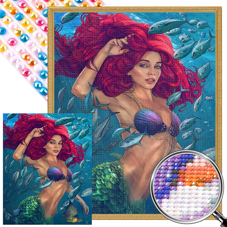 Ariel Mermaid Princess 40*50CM (Canvas) AB Round Drill Diamond Painting gbfke