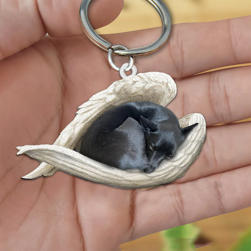 VigorDaily Sleeping Angel Acrylic Keychain Schipperke SA157