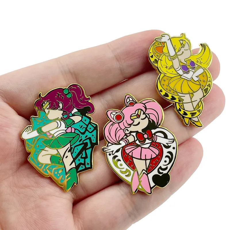 Classic Japanese Anime Female Warrior Enamel Lapel Pin Brooch Cartoon ...