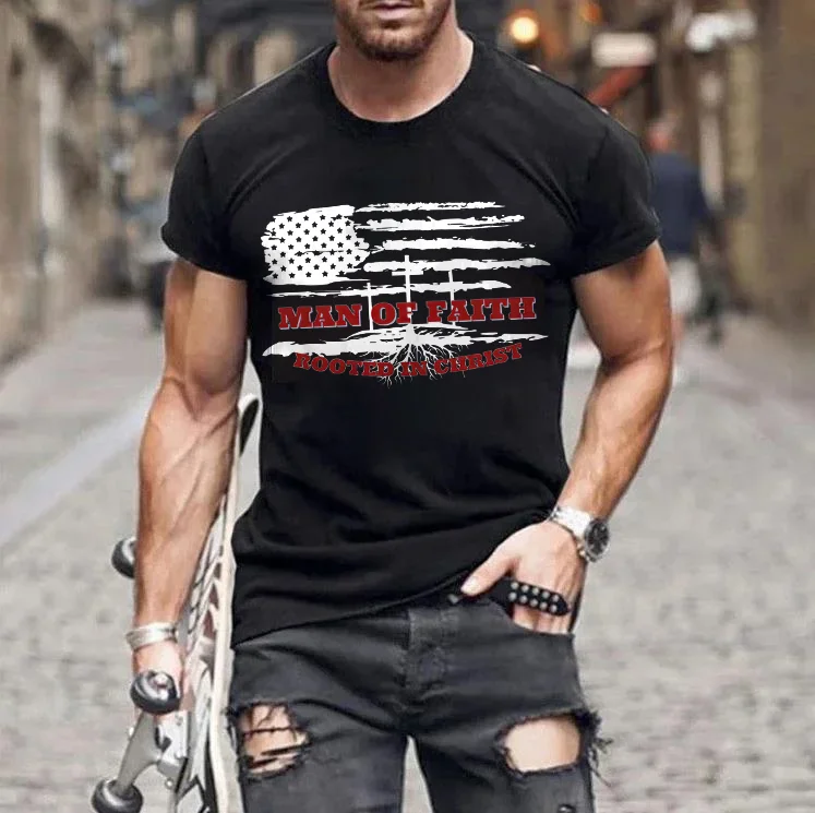 Man Of Faith Rooted In Christ Print Men's T-shirt
