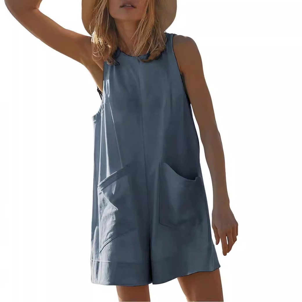 Mature Women's Loose Casual Jumpsuit Summer Sleeveless
