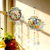 2pcs DIY Diamond Painting Flower Butterfly Bee Wind Chimes Crystal Window Suncatcher Craft Set Birthday Gifts Home Garden Decor