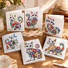 6pcs Diamond Painting White Cat Greeting Card Kits with Envelopes for Family Friend Gifts