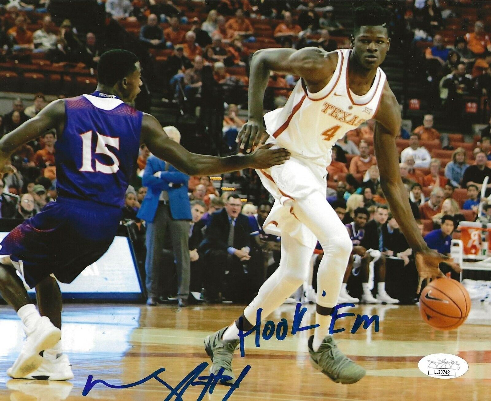 Mohamed Bamba signed Texas Longhorns 8x10 Photo Poster painting autographed Hook Em Insc. Mo JSA