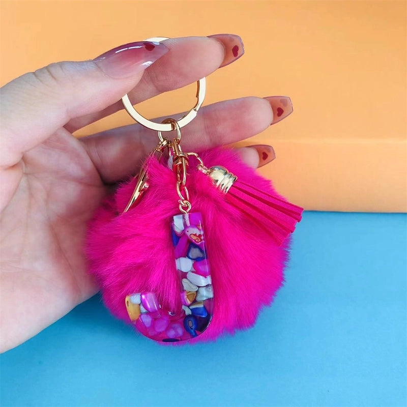 Minimalist Commute Letter Hairball Resin Unisex Bag Pendant Keychain