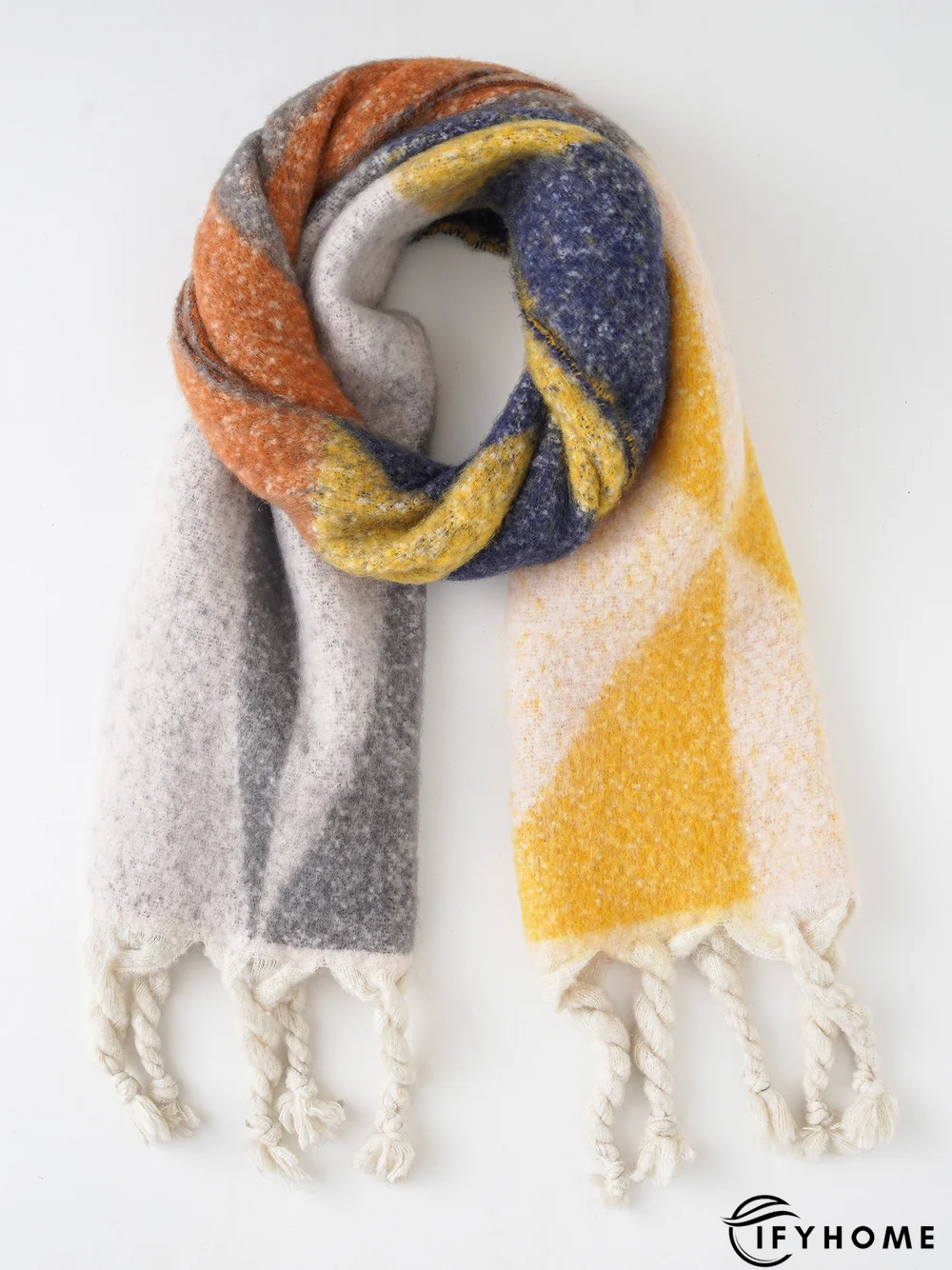 Casual Contrasting Color Abstract Geometric Pattern Wool Scarf Sweater Coat Coat Daily Commuting Accessories | IFYHOME