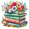 Flowers And Book - 11CT Stamped Cross Stitch - 50*50cm
