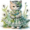 Petit chaton avec bouquet-partiel spécial diamant peinture-30*30cm