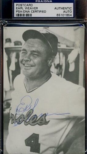 Earl Weaver Signed Psa/dna Vintage Photo Poster painting Postcard Certified Autograph Authentic