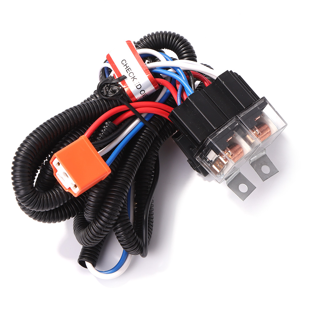 

12V Car 2-Headlight H4 Headlamp Bulb Socket Plugs Relay Wiring Harness Kit, 501 Original
