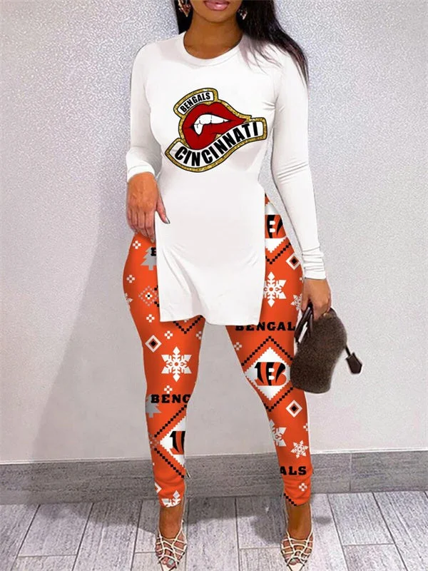 Cincinnati Bengals
Limited Edition High Slit Shirts And Leggings Two-Piece Suits