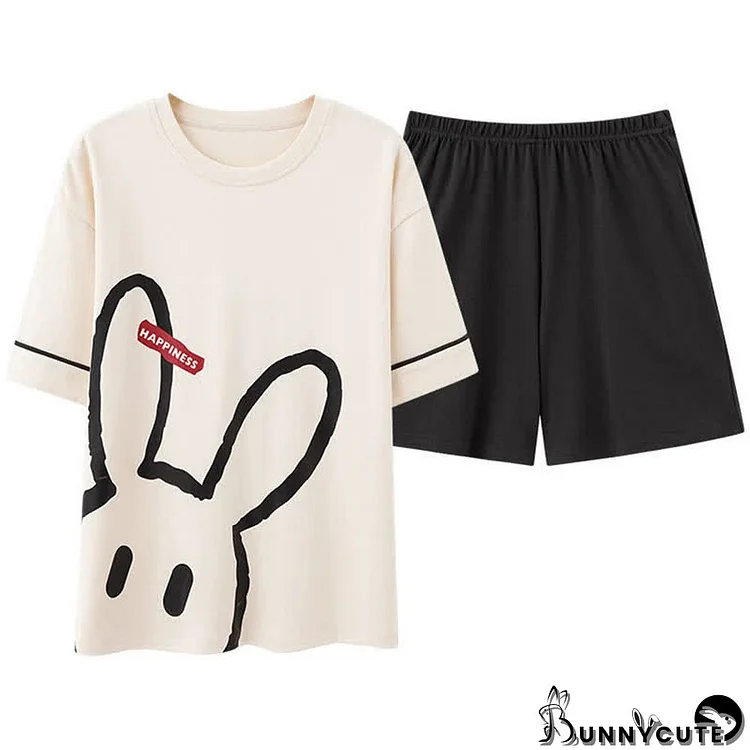 Bunny Print Summer Cotton Pajamas Set